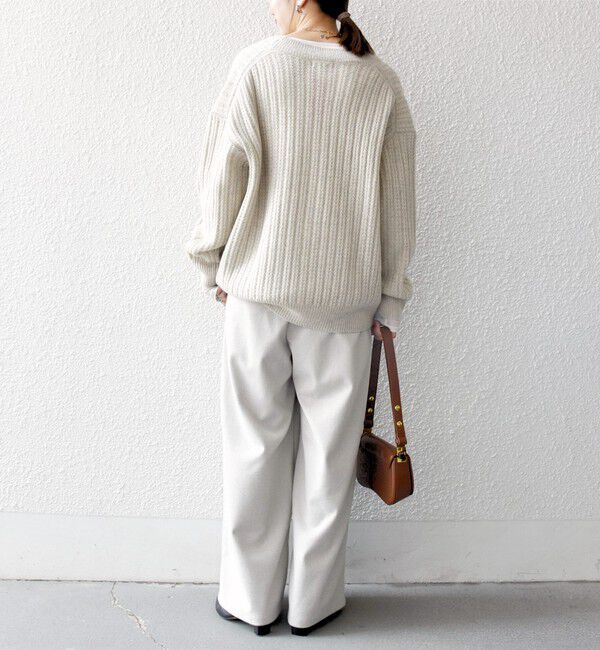 SHIPS any「SHIPS any: リブ タック編み Vネック ルーズ ニット カーディガン」|カーディガン|