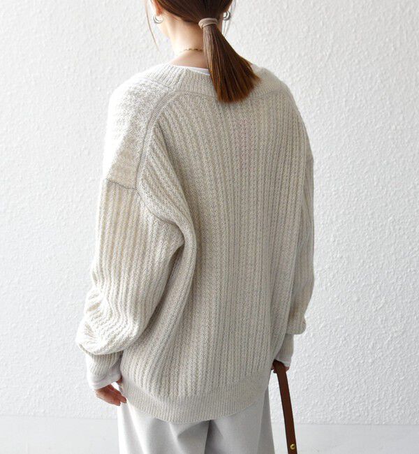 SHIPS any「SHIPS any: リブ タック編み Vネック ルーズ ニット カーディガン」|カーディガン|