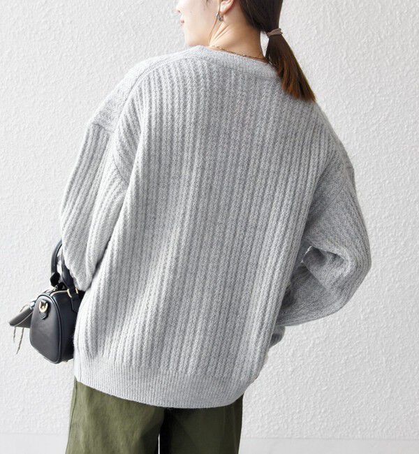 SHIPS any「SHIPS any: リブ タック編み Vネック ルーズ ニット カーディガン」|カーディガン|