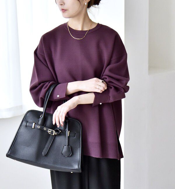 quaranciel「quaranciel:〈手洗い可能〉ダブルフェイス パールモチーフ ワイド ニット プルオーバー」|ニット・セーター|