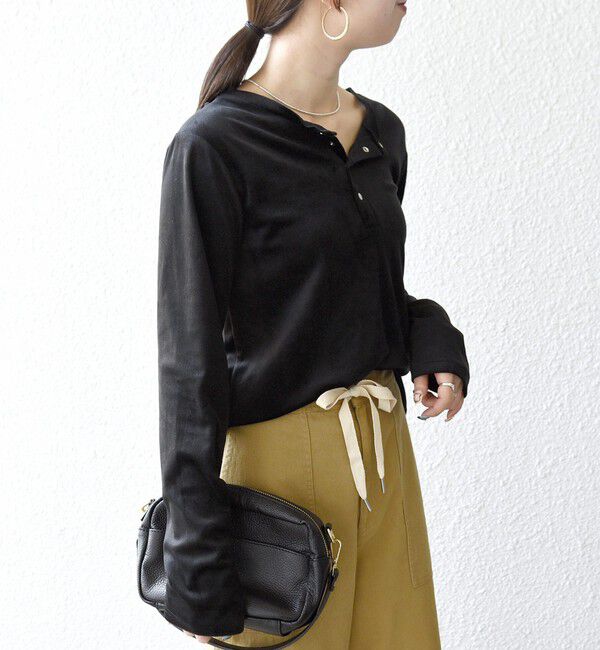 SHIPS any「SHIPS any:〈洗濯機可能〉ポリエステル ベロア 2way ヘンリーネック プルオーバー」|Tシャツ・カットソー|