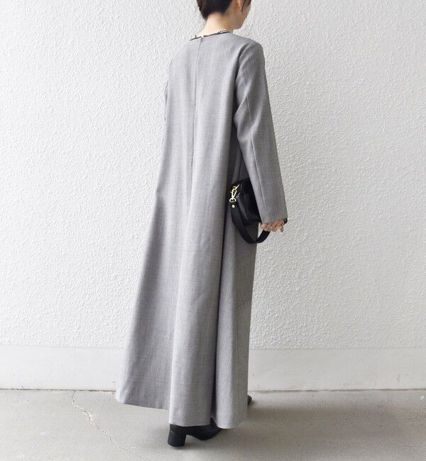 SHIPS any「SHIPS any: ウーステッド パイピング ボタン ロングスリーブ フレア ワンピース」|ワンピース|