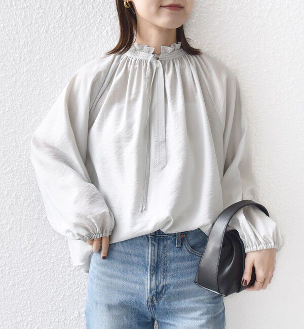 SHIPS for women「〈手洗い可能〉シアー タンブラー リボン デザイン 長袖 ブラウス」|シャツ・ブラウス|