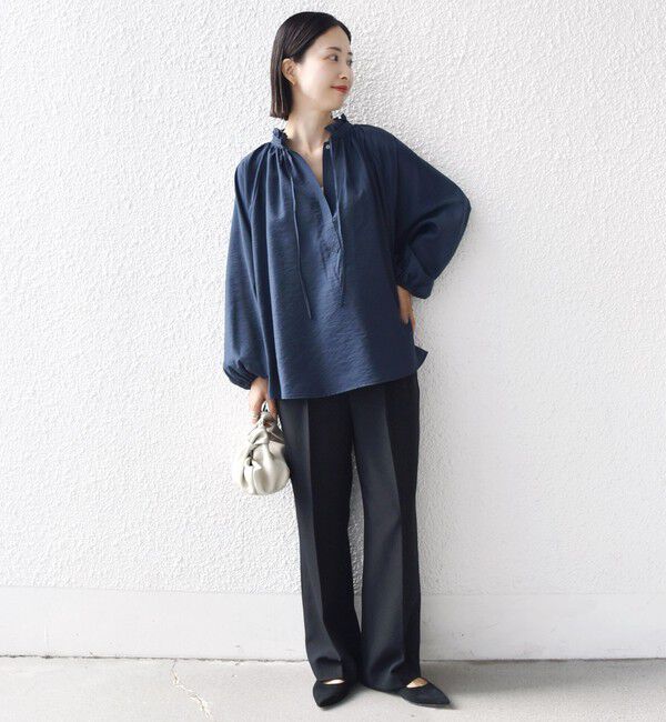 SHIPS for women「〈手洗い可能〉シアー タンブラー リボン デザイン 長袖 ブラウス」|シャツ・ブラウス|