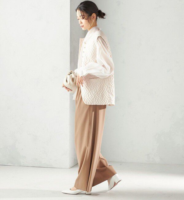 SHIPS for women「《予約》ミニ フラワー ジャカード パール モチーフ ボタン ジレ（セレモニー対応可）」|ベスト・ジレ|