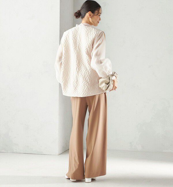 SHIPS for women「《予約》ミニ フラワー ジャカード パール モチーフ ボタン ジレ（セレモニー対応可）」|ベスト・ジレ|