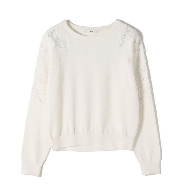 SHIPS for women「《予約》【WEB限定】〈手洗い可能〉ショルダー レース コンビ ニット プルオーバー」|ニット・セーター|