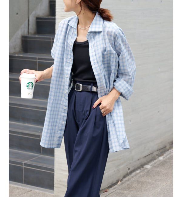 OUTDOOR PRODUCTS Usual Things「追加 シアーチェックスプレッドカラーシャツ」|シャツ・ブラウス|