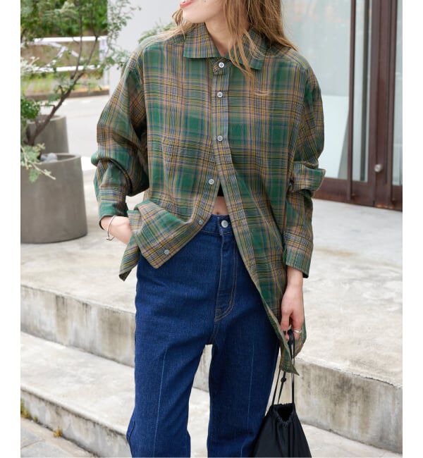 OUTDOOR PRODUCTS Usual Things「追加 シアーチェックスプレッドカラーシャツ」|シャツ・ブラウス|