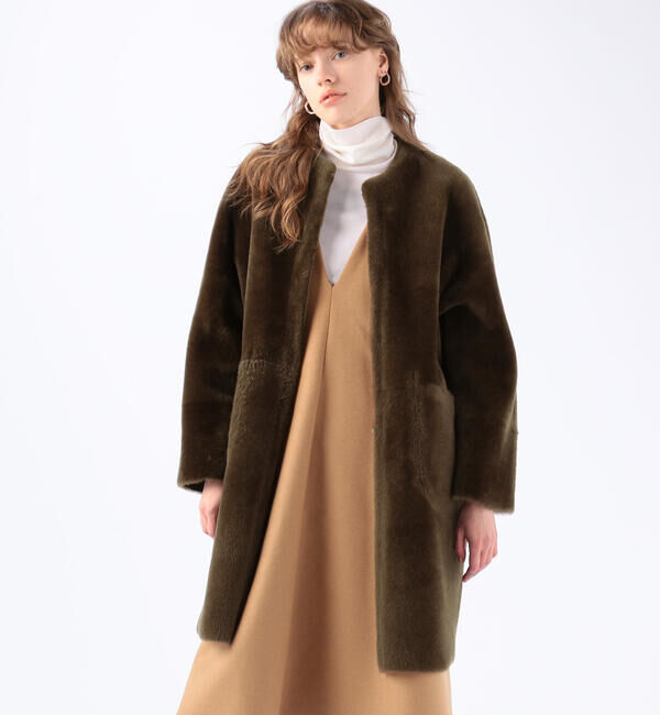 TOMORROWLAND collection「メリノムートン ノーカラーコート」|ノーカラーコート|