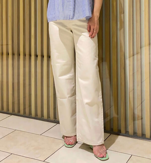 MACPHEE「コットンホワイトデニム セミワイドパンツ」|デニム|