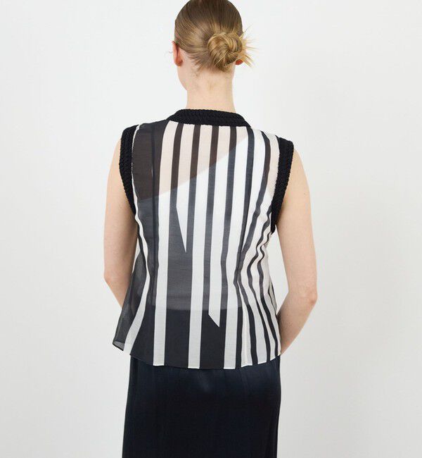 DES PRES「サークルストライププリント スリーブレスブラウス」|シャツ・ブラウス|