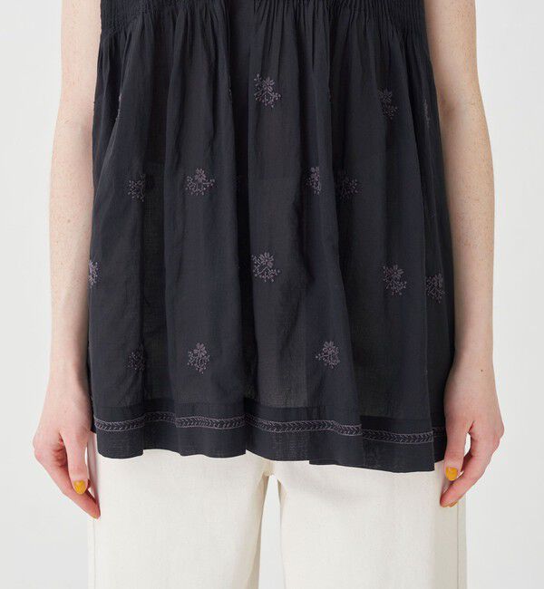 SOULEIADO「コットンボイルエンブロイダリー ピンタックブラウス」|シャツ・ブラウス|