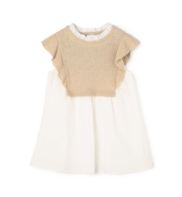 Ballsey「バルキーヤーンジャージーコンビ フリルスリーブプルオーバー」|Tシャツ・カットソー|42 ライトベージュ系