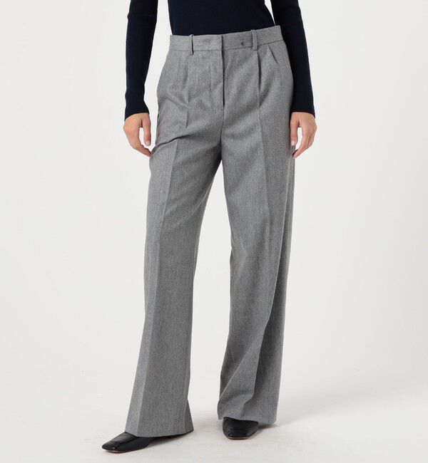 DES PRES「ポプリンメルトン タックワイドパンツ」|スラックス|