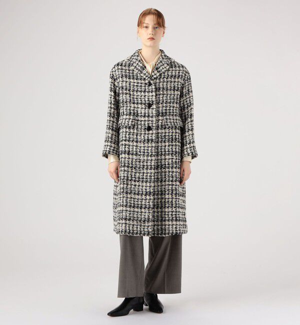 TOMORROWLAND collection「ファンシーハウンドトゥース ロングコート」|チェスターコート|