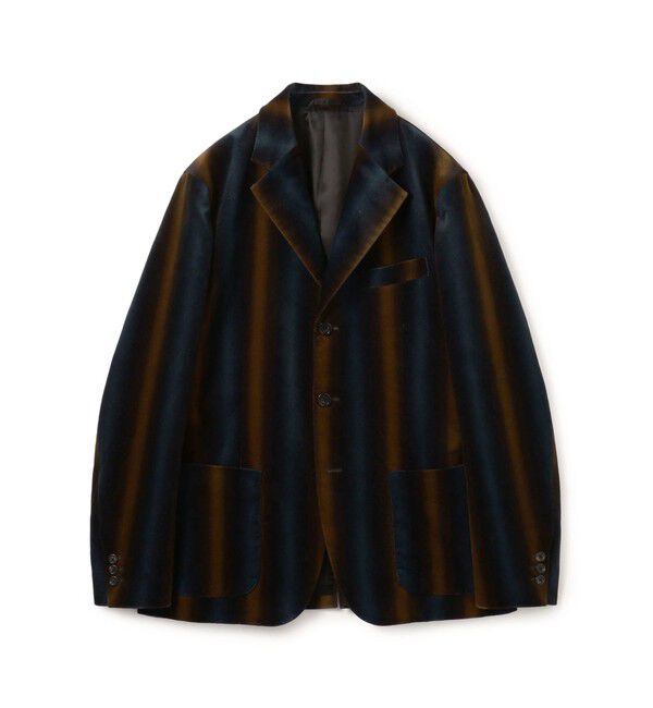 CABaN「CABaN ベロア グラデーションストライプ テーラードジャケット」|テーラードジャケット|68 ネイビー系