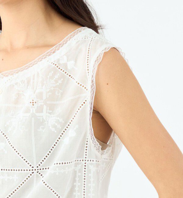 MACPHEE「ビンテージエンブロイダリー ショートブラウス」|シャツ・ブラウス|