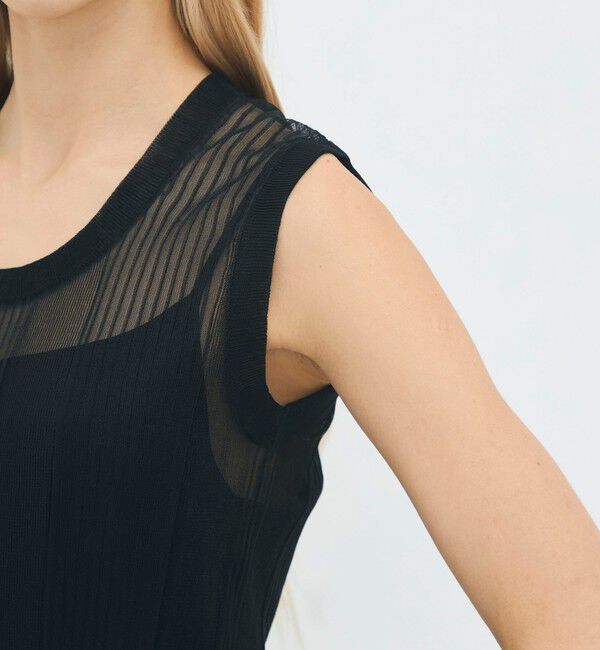 CABaN「シアーナイロン ランダムリブノースリーブプルオーバー」|ニット・セーター|