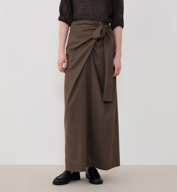 GALERIE VIE「クレープウールストレッチ ラップマキシスカート」|タイト|