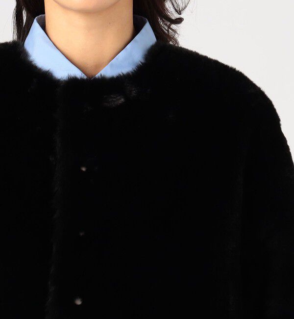 MACPHEE「フェイクムートン リバーシブルショートコート」|ノーカラーコート|
