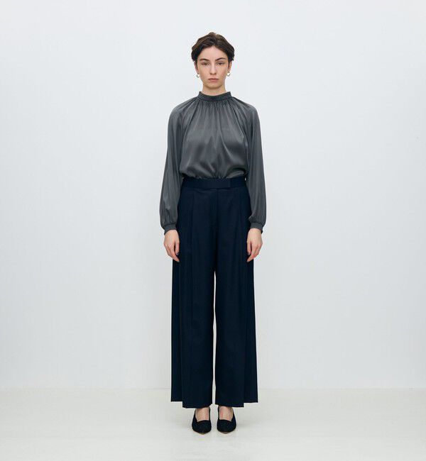 TOMORROWLAND collection「ウォッシャブルシルク シャーリングカラーブラウス」|シャツ・ブラウス|