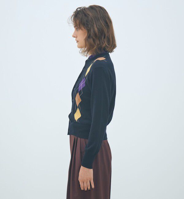 MACPHEE「プレーンウールアーガイル クルーネックカーディガン」|カーディガン|