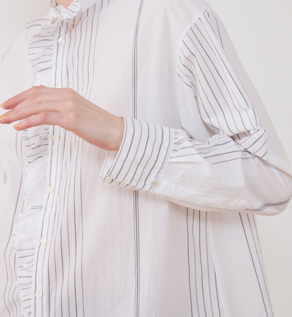 GALERIE VIE「コットンサッカー フリルカラーシャツ」|シャツ・ブラウス|