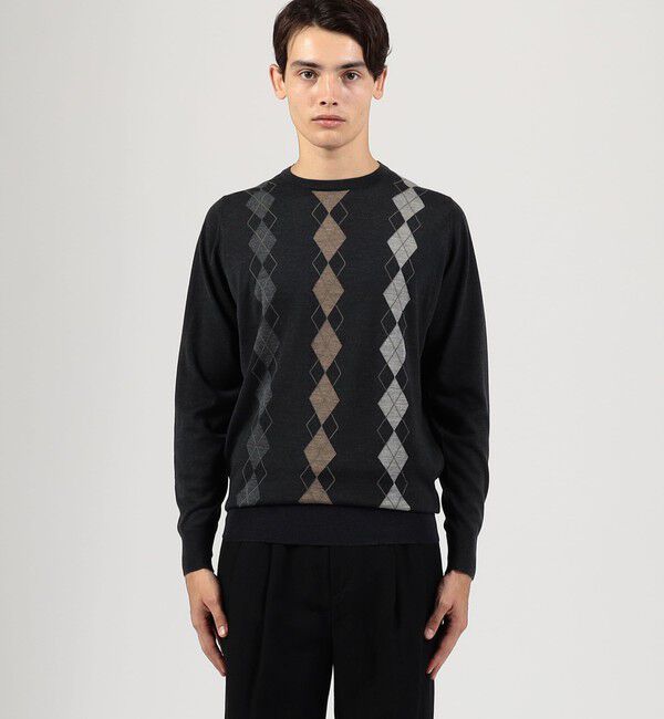 TOMORROWLAND MENS「【別注】JOHN SMEDLEY ウール アーガイルクルーネック プルオーバーニット」|ニット・セーター|
