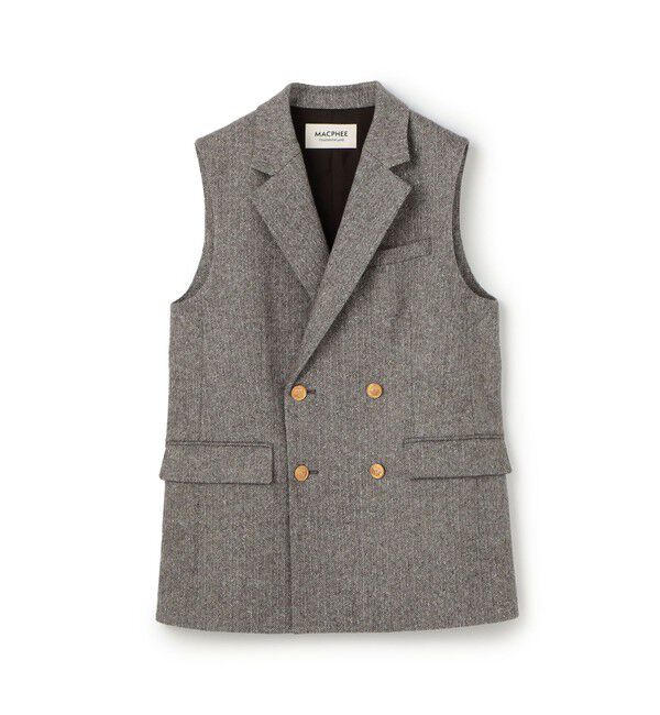 MACPHEE「ネップヘリンボーン ダブルブレストジレ」|ベスト・ジレ|48 ブラウン系