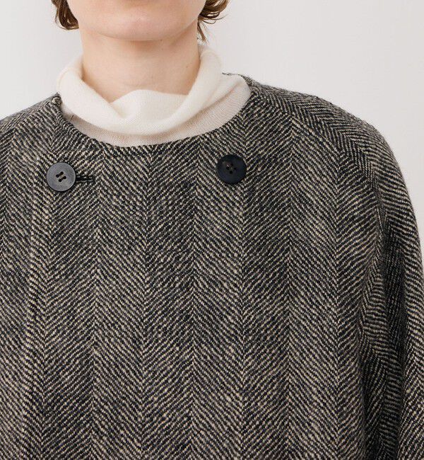 GALERIE VIE「ワイドヘリンボーン カラーレストレンチコート」|ノーカラーコート|