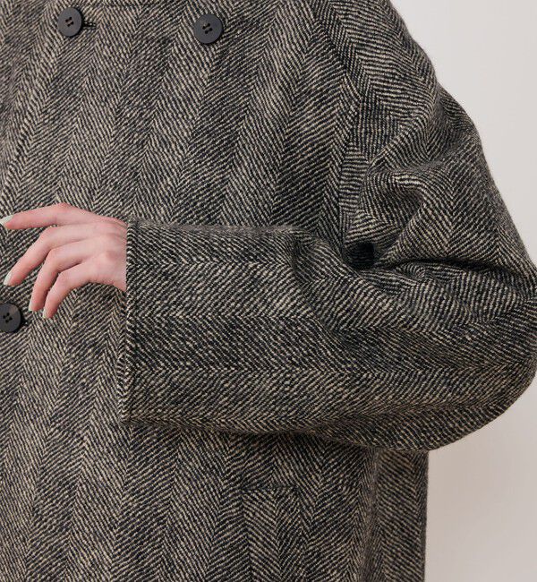 GALERIE VIE「ワイドヘリンボーン カラーレストレンチコート」|ノーカラーコート|