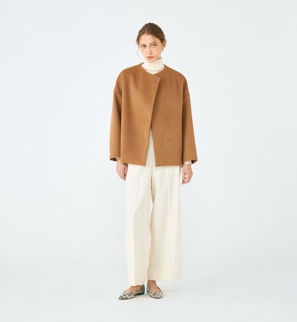 Ballsey「ウールカシミヤビーバー ショートコクーンコート」|ノーカラーコート|