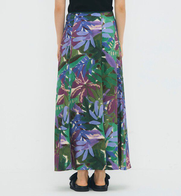 CABaN「ポリエステル リーフプリントフレアスカート」|スカート|