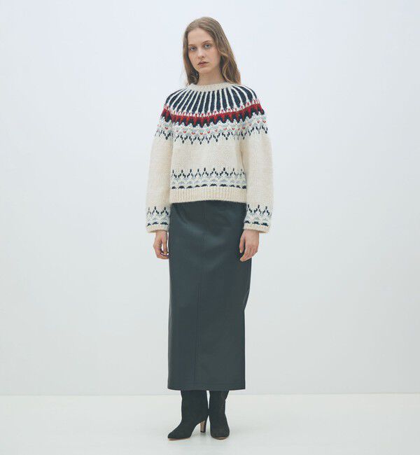 MACPHEE「ビジュージャカード クルーネックプルオーバー」|ニット・セーター|