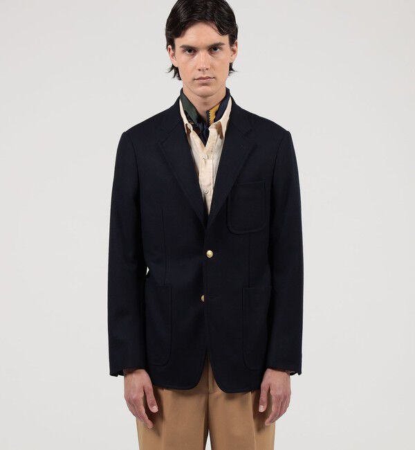 TOMORROWLAND MENS「カレッジフランネルウール シングルブレステッド メタル釦 3Bジャケット」|テーラードジャケット|