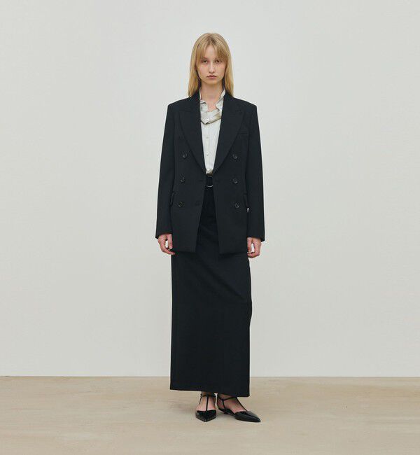 DES PRES「ウールドスキン ベルデッドストレートスカート」|タイト|