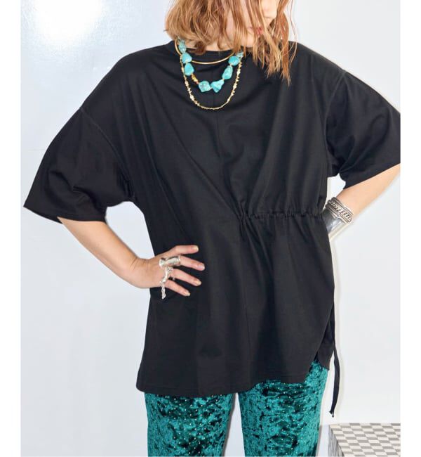  「ONESIDE GATHER TOP：カットソー」|Tシャツ・カットソー|ブラック