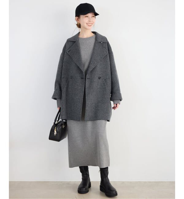 SLOBE IENA「souple wool ダブルフェイスミドルコート」|ピーコート|