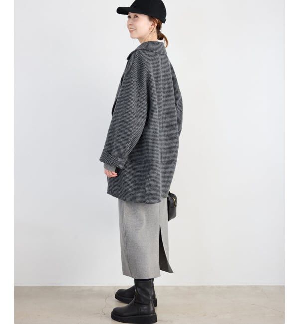 SLOBE IENA「souple wool ダブルフェイスミドルコート」|ピーコート|