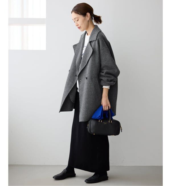 SLOBE IENA「souple wool ダブルフェイスミドルコート」|ピーコート|