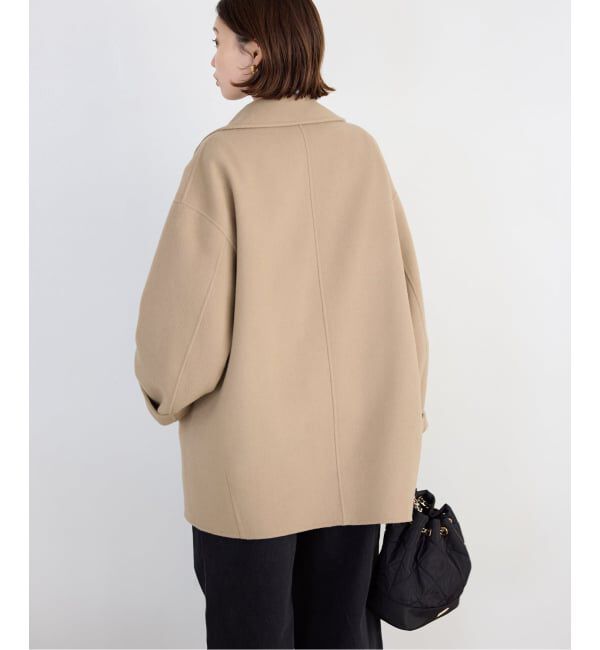 SLOBE IENA「souple wool ダブルフェイスミドルコート」|ピーコート|
