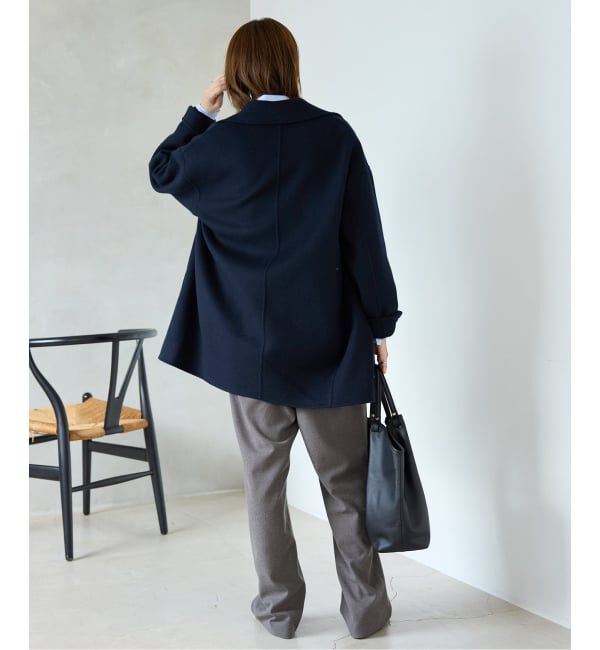 SLOBE IENA「souple wool ダブルフェイスミドルコート」|ピーコート|