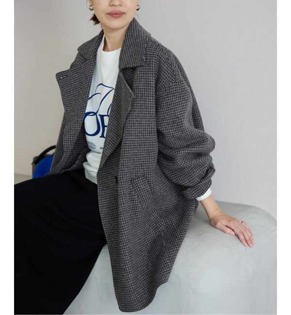 SLOBE IENA「souple wool ダブルフェイスミドルコート」|ピーコート|