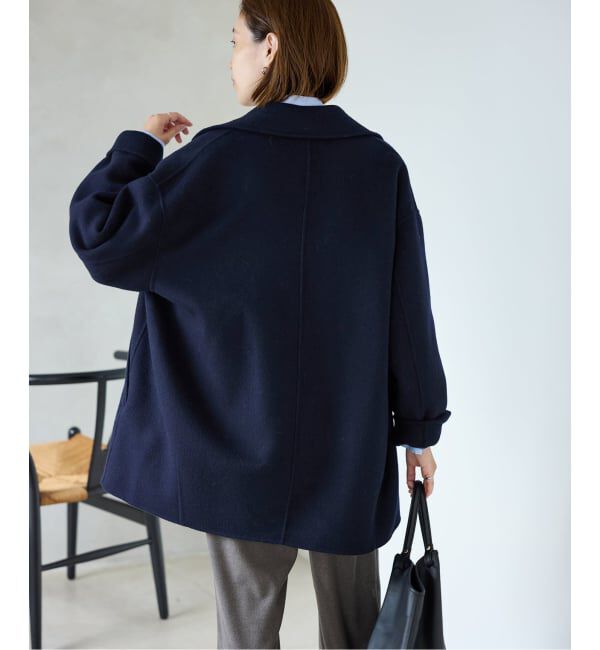SLOBE IENA「souple wool ダブルフェイスミドルコート」|ピーコート|