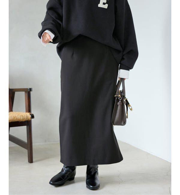 SLOBE IENA「《吸湿発熱/3サイズ展開》ウールミックスイージースカート」|スカート|ブラック