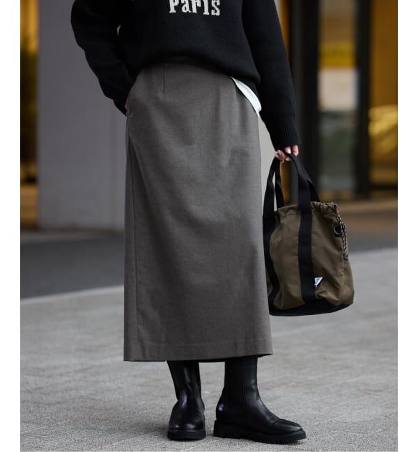 SLOBE IENA「《吸湿発熱/3サイズ展開》ウールミックスイージースカート」|スカート|グレー