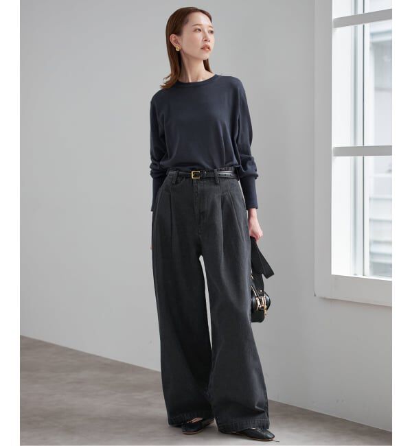 SLOBE IENA「《4サイズ展開》LEDENIM BLUR TUCK TROUSERデニム」|デニム|