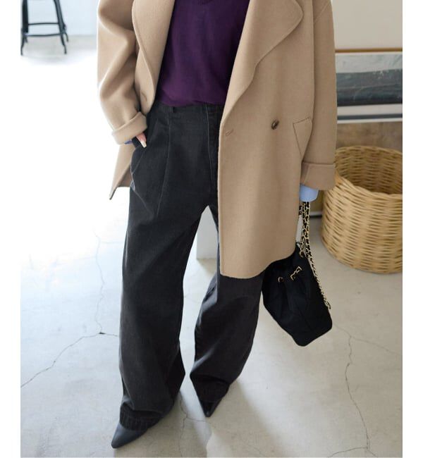 SLOBE IENA「《4サイズ展開》LEDENIM BLUR TUCK TROUSERデニム」|デニム|