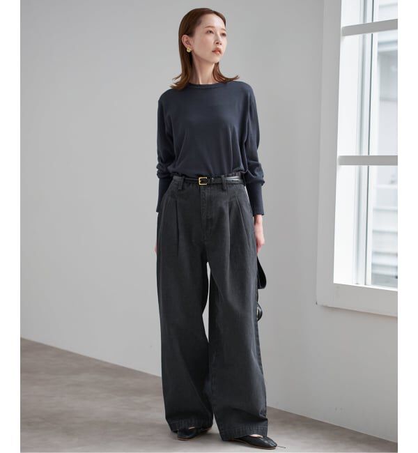 SLOBE IENA「《4サイズ展開》LEDENIM BLUR TUCK TROUSERデニム」|デニム|